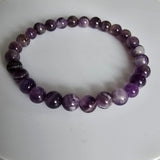 Natural Amethyst Gemstone 6mm Round Beads Stretching Bracelet 6.5"