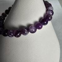 Natural Amethyst Gemstone 6mm Round Beads Stretching Bracelet 6.5"