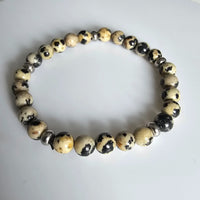 Dalmatian Jasper Gemstone 6mm Round Beads Stretching Bracelet 6"