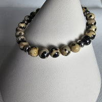 Dalmatian Jasper Gemstone 6mm Round Beads Stretching Bracelet 6"