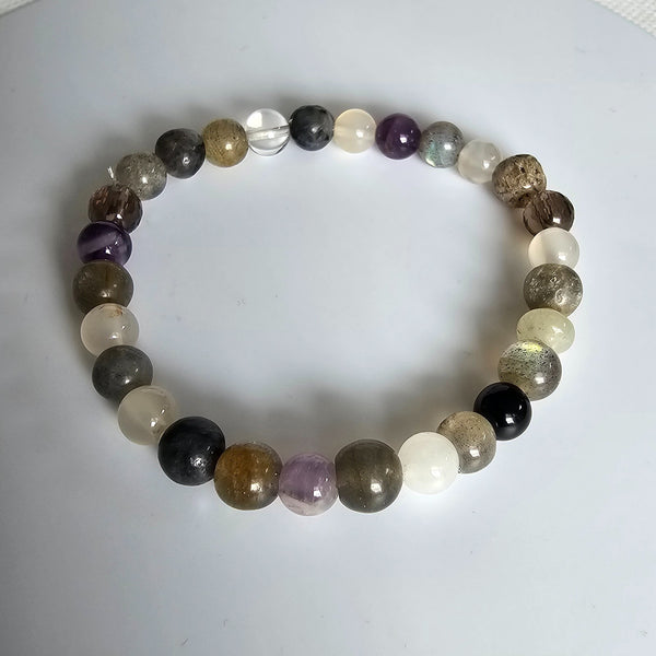 Multi Stones Gemstone 6mm Round Beads Stretching Bracelet 6"