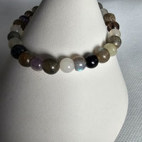 Multi Stones Gemstone 6mm Round Beads Stretching Bracelet 6"