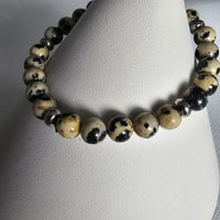 Dalmatian Jasper Gemstone 6mm Round Beads Stretching Bracelet 6"