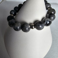 Larvikite Gemstone 10mm Round Beads Stretching Bracelet 6"