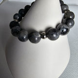 Larvikite Gemstone 10mm Round Beads Stretching Bracelet 6"