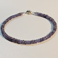 Natural Tanzanite 925 Sterling Silver Bracelet with Magnetic Clasp 7.5"