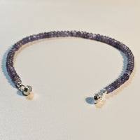 Natural Tanzanite 925 Sterling Silver Bracelet with Magnetic Clasp 7.5"