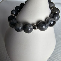 Larvikite Gemstone 10mm Round Beads Stretching Bracelet 6"