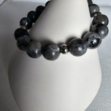 Larvikite Gemstone 10mm Round Beads Stretching Bracelet 6"
