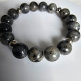 Larvikite Gemstone 10mm Round Beads Stretching Bracelet 6"