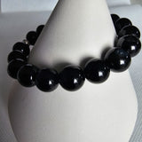 Black Obsidian Gemstone 10mm Round Beads Stretching Men Women Bracelet 7"