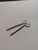 Red Preciosa Crystal Beads Long Earrings antique bronze
