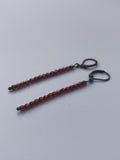Red Preciosa Crystal Beads Long Earrings antique bronze