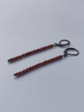 Red Preciosa Crystal Beads Long Earrings antique bronze