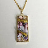 Raw Agate Druzy Quartz Pendant Gold Plated Stainless Steel Chain Necklace-A8