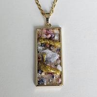 Raw Agate Druzy Quartz Pendant Gold Plated Stainless Steel Chain Necklace-A7