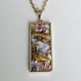 Raw Agate Druzy Quartz Pendant Gold Plated Stainless Steel Chain Necklace-A7