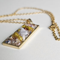 Raw Agate Druzy Quartz Pendant Gold Plated Stainless Steel Chain Necklace-A7