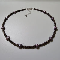 Lavender Freshwater Natural Pearls, Sterling Silver Necklace Jewelry Set