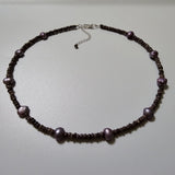 Lavender Freshwater Natural Pearls, Sterling Silver Necklace Jewelry Set