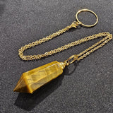 Genuine Tiger Eye Pendulum Pendant with Witness Chamber Reiki Dowsing Healing