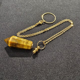 Genuine Tiger Eye Pendulum Pendant with Witness Chamber Reiki Dowsing Healing