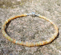 Genuine Ethiopian Yellow Opal 925 Sterling Silver Bracelet with Magnetic Clasp