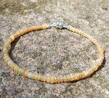 Genuine Ethiopian Yellow Opal 925 Sterling Silver Bracelet with Magnetic Clasp