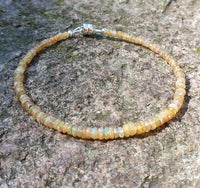 Genuine Ethiopian Yellow Opal 925 Sterling Silver Bracelet with Magnetic Clasp