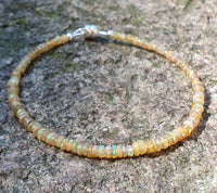 Genuine Ethiopian Yellow Opal 925 Sterling Silver Bracelet with Magnetic Clasp