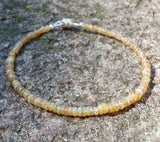 Genuine Ethiopian Yellow Opal 925 Sterling Silver Bracelet with Magnetic Clasp