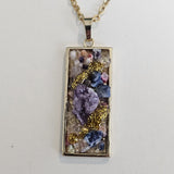 Raw Agate Druzy Quartz Pendant Gold Plated Stainless Steel Chain Necklace-A6