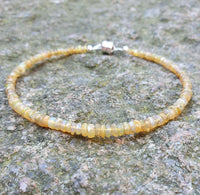 Genuine Ethiopian Yellow Opal 925 Sterling Silver Bracelet with Magnetic Clasp