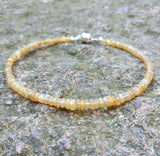 Genuine Ethiopian Yellow Opal 925 Sterling Silver Bracelet with Magnetic Clasp