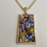 Raw Agate Druzy Quartz Pendant Gold Plated Stainless Steel Chain Necklace-A6