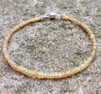 Genuine Ethiopian Yellow Opal 925 Sterling Silver Bracelet with Magnetic Clasp
