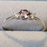 Petite Color Change Alexandrite & White CZ 925 Sterling Silver Promise Ring- Sz
