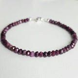 Genuine Natural Ruby Gemstone 925 Sterling Silver Bracelet with Magnetic Clasp