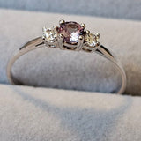 Petite Color Change Alexandrite & White CZ 925 Sterling Silver Promise Ring- Sz