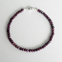 Genuine Natural Ruby Gemstone 925 Sterling Silver Bracelet with Magnetic Clasp