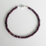 Genuine Natural Ruby Gemstone 925 Sterling Silver Bracelet with Magnetic Clasp