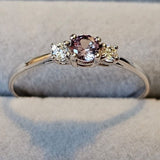Petite Color Change Alexandrite & White CZ 925 Sterling Silver Promise Ring- Sz