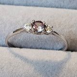 Petite Color Change Alexandrite & White CZ 925 Sterling Silver Promise Ring- Sz