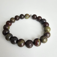 Natural Bloodstone Gemstone 10mm Round Beads Stretching Bracelet 6.5"
