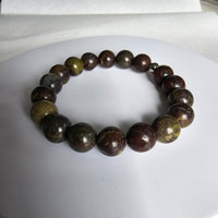 Natural Bloodstone Gemstone 10mm Round Beads Stretching Bracelet 6.5"