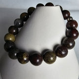 Natural Bloodstone Gemstone 10mm Round Beads Stretching Bracelet 6.5"