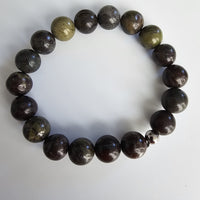 Natural Bloodstone Gemstone 10mm Round Beads Stretching Bracelet 7"