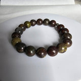 Natural Bloodstone Gemstone 10mm Round Beads Stretching Bracelet 7"