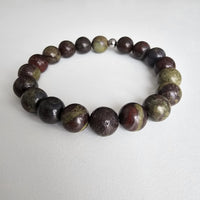 Natural Bloodstone Gemstone 10mm Round Beads Stretching Bracelet 6.5"
