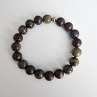Natural Bloodstone Gemstone 10mm Round Beads Stretching Bracelet 7"